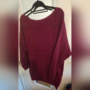 Elegant Burgundy Cable Knit Sweater